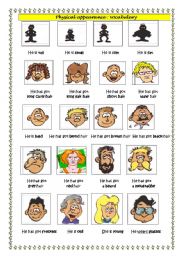 English Worksheet: Physical appearance - Vocabulary - Synthesis