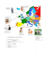 English Worksheet: countries,nationalities and hobbies