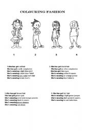 English Worksheet: Colouring fashion