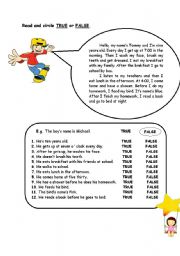 English Worksheet: Read and circle True or False