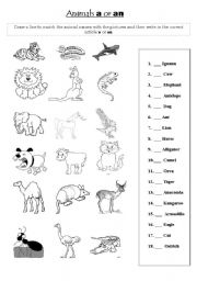 English Worksheet: a or an 