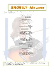 English Worksheet: Jealous Guy - John Lennon