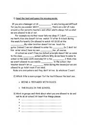 English Worksheet: A TEXT FOR STUDING ALLOWED TO AND LET