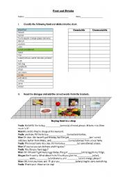 English worksheet: food and drinks