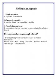 English Worksheet: How to write a paragraph