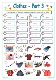 English Worksheet: Clothes - Part 3