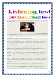COMPREHENSIVE LISTENING PROJECT - SLEEPY TEENS (13 tasks, 10 pages, includes comprehensive ANSWER KEY)