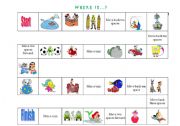 English Worksheet: Prepositions of Place game + Crossword