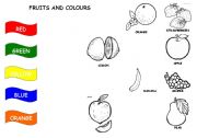 English Worksheet: Fruits and colours