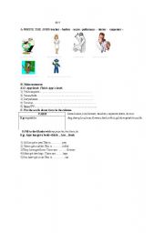 English worksheet: Quiz  jobs,to be,farm life,my your his her etc.