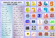 English Worksheet: NUMBERS - ONE TO THIRTY