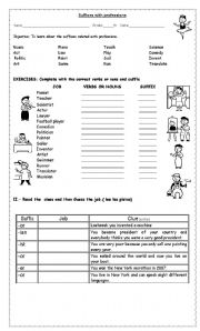 English Worksheet: Suffixes with the jobs