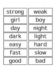 English Worksheet: opposite memory