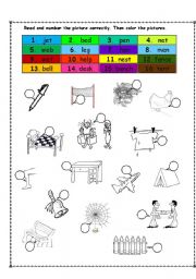 English Worksheet: short vowel E