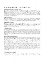 English Worksheet: Must do things and must see palces in Costa Rica