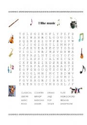 English worksheet: Music vocabulary