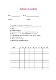 English Worksheet: Sentence and speaking test