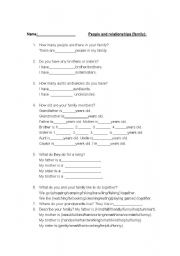 English Worksheet: PEOPLE AND RELATIONSHIPS (FAMILY)