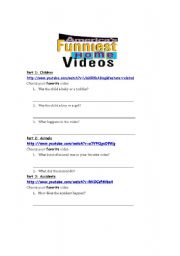 English Worksheet: Americas Funniest Home Videos Activity Worksheet