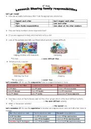 English Worksheet: sharing family responsibilities