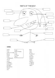 English Worksheet: parts of the body