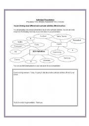 English Worksheet: Individual Presentation Mind Map