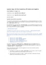 English Worksheet: question tags with the imperative