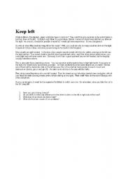 English Worksheet: Keep left 