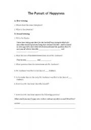 English Worksheet: The Pursuit of Happyness (sic)