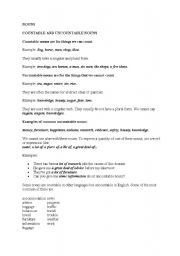 English Worksheet: countable and uncountable nouns