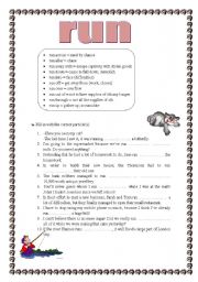 English Worksheet: -RUN- phrasal verbs/ explanation + practice + key