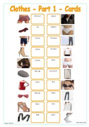 English Worksheet: Clothes - Part 1 - Cards