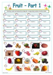 English Worksheet: Fruit - Part 1