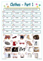 English Worksheet: Clothes - Part 1