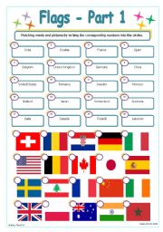 English Worksheet: Flags - Part 1