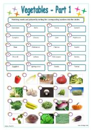 English Worksheet: Vegetables - Part 1