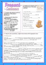 English Worksheet: Present Continuous