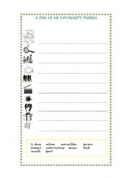 English worksheet: favourite things worksheet