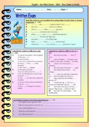 test on present simple and continuous, prepositions of time and one/ones