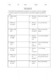 English Worksheet: preposition