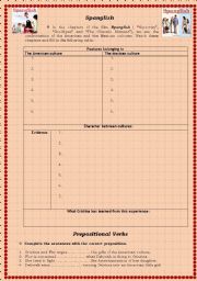 English Worksheet: Spanglish + Prepositional verbs