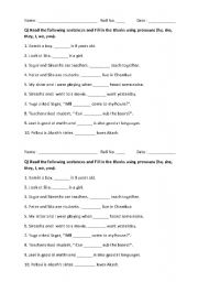 English Worksheet: Pronouns
