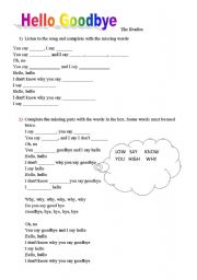 English Worksheet: hello - goodbye