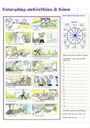 English Worksheet: EVERYDAY ACTIVITIES + TIME