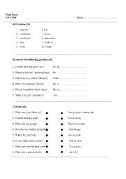 English Worksheet: lets go3 final exam
