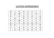 English Worksheet: Clothing Wordsearch