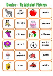 English Worksheet: My Alphabet Words Domino - 2 sets in one Ws