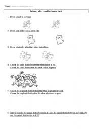 English worksheet: Before, after and between.