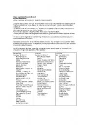 English worksheet: Legislative Back to School