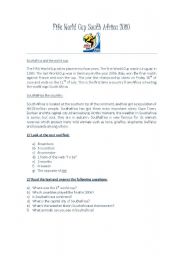 English worksheet: Reading Comprehension Southafrica and the World Cup, Southafrica the Country